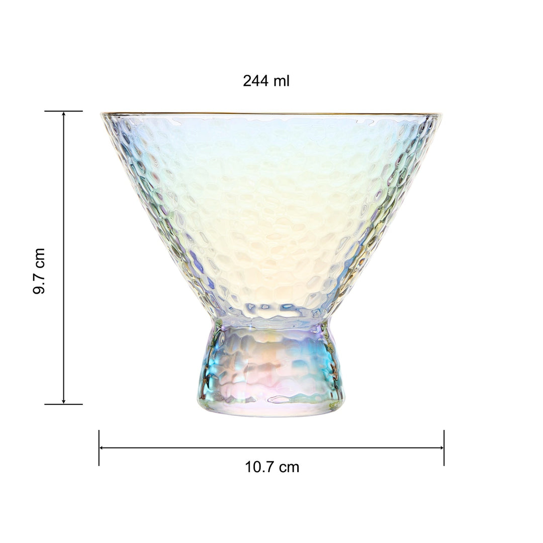 Iridescent Lustered Stemless Martini Glasses Set of 2