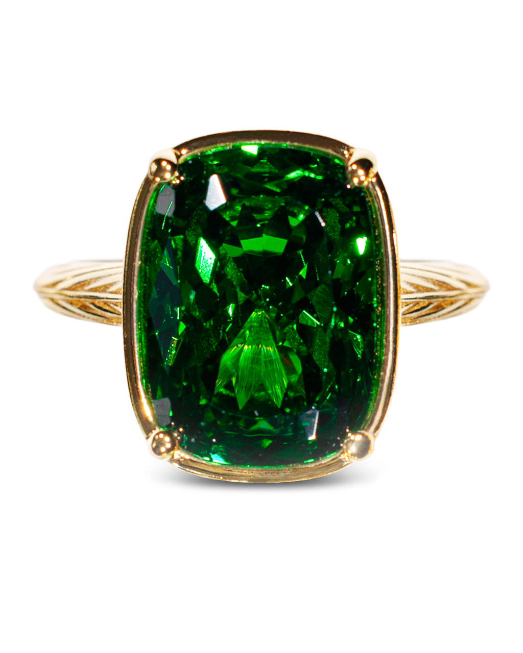 Emerald  Elongated Cushion CZ Cocktail Ring