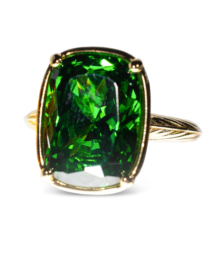 Emerald  Elongated Cushion CZ Cocktail Ring