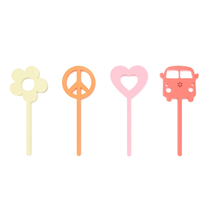 Groovy Retro Acrylic Cupcake Toppers, Set of 12