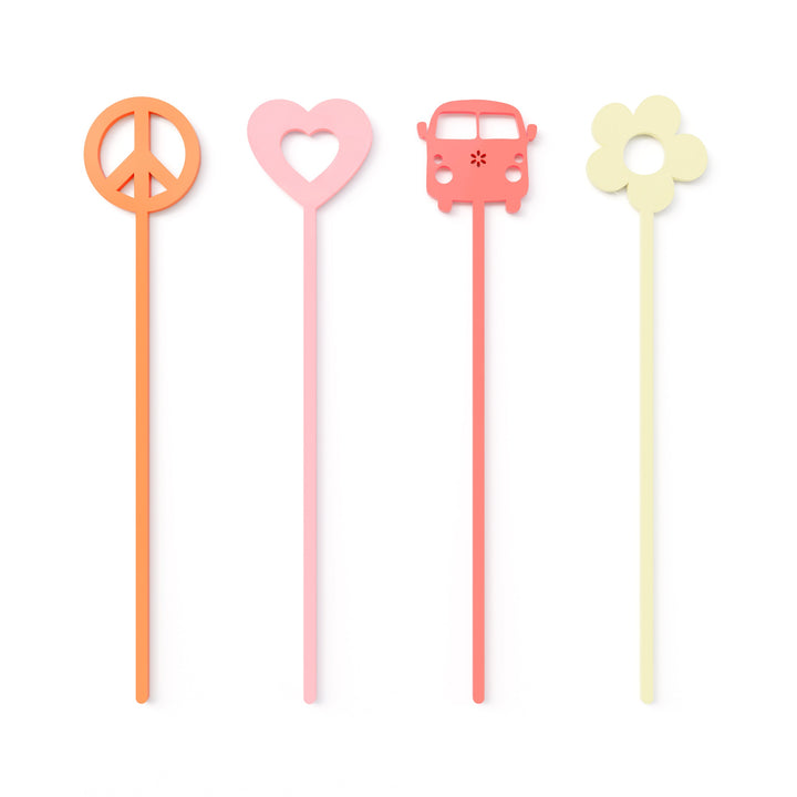 Groovy Retro Acrylic Drink Stirrers, Set of 12