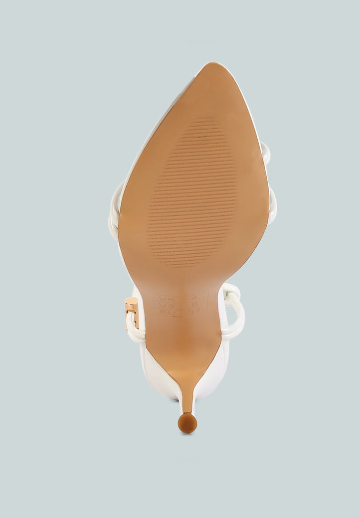 high porch drawstring band stiletto sandals by London Rag