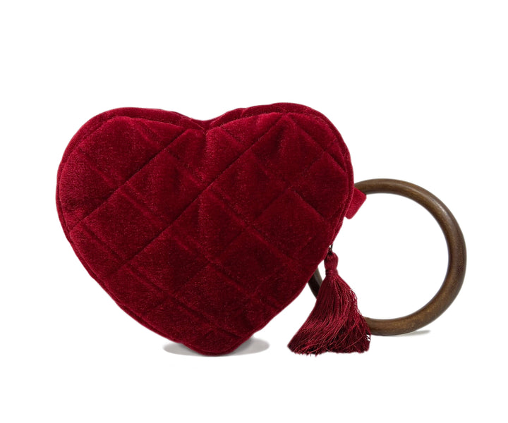 Handmade Heart Shaped Purse With Wooden Handle by Amore Beauté
