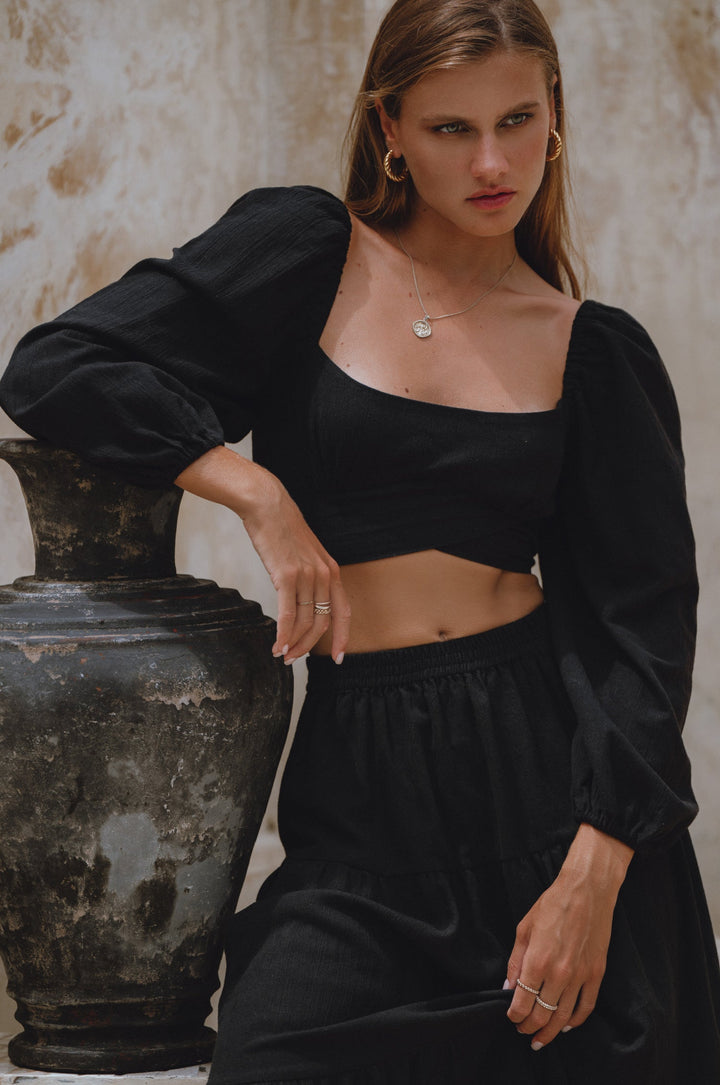 Helsa Long Sleeve Linen Top by Bali Lane