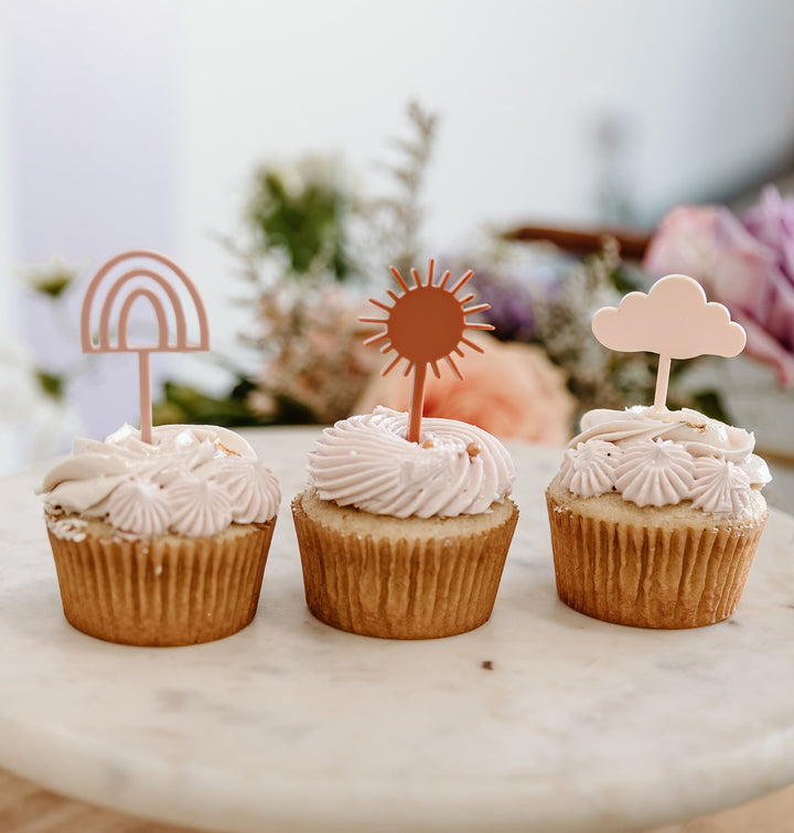 Here Comes the Sun Acrylic Cupcake Toppers, Set of 12