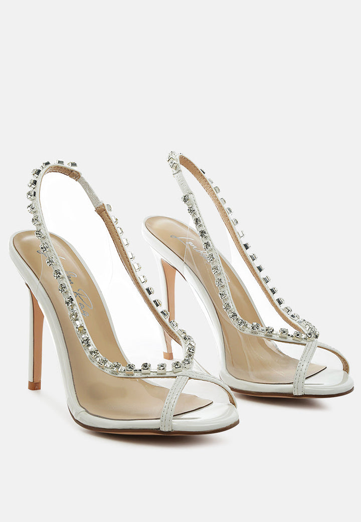 Camarine Clear Diamante Slingback High Heeled Sandals by London Rag