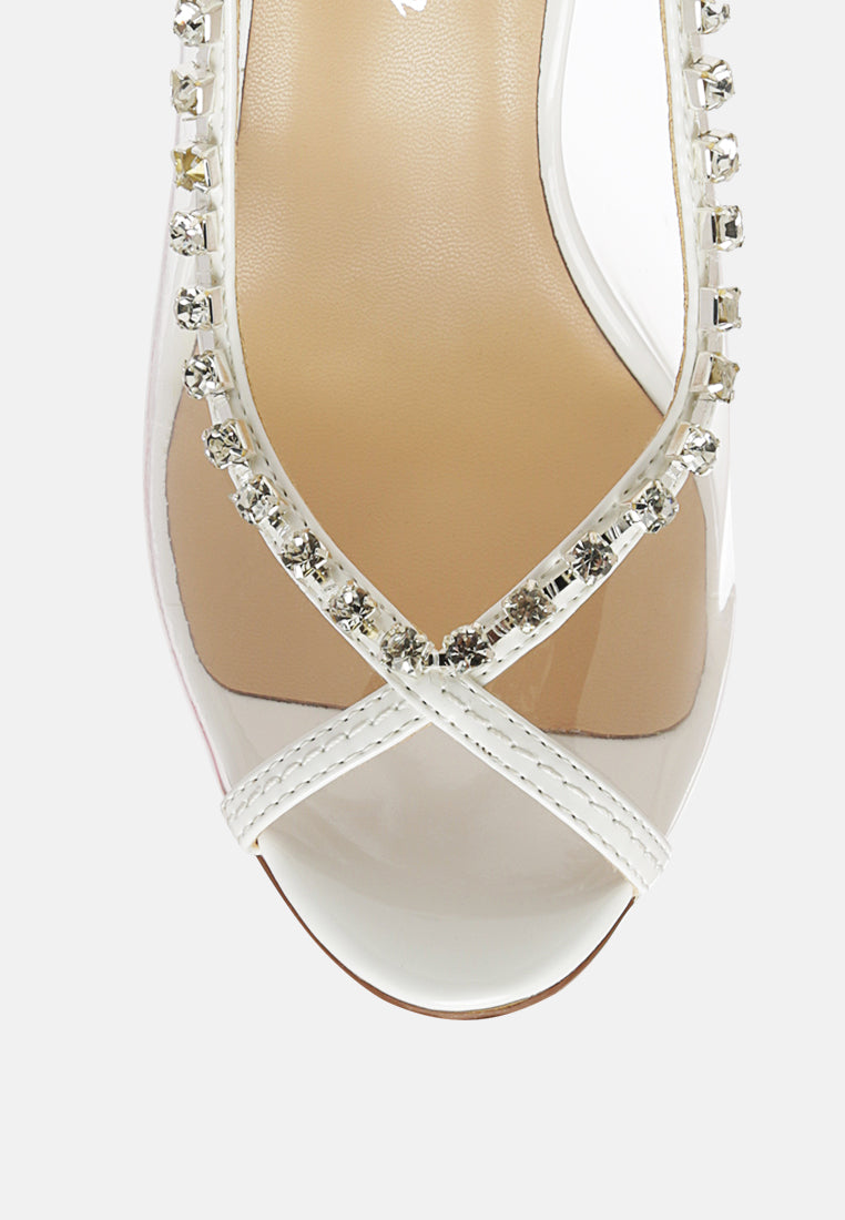 Camarine Clear Diamante Slingback High Heeled Sandals by London Rag