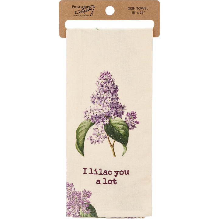 I Lilac You A Lot Dish Cloth Towel | Cotten Linen Novelty Tea Towel | Cute Kitchen Hand Towel | 18" x 28" by The Bullish Store