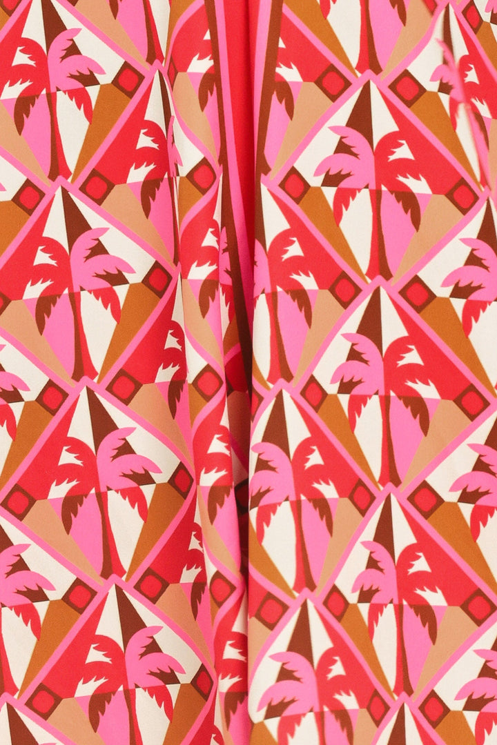 TROPICAL TEMPTATION HALTER WOVEN MIDI DRESS