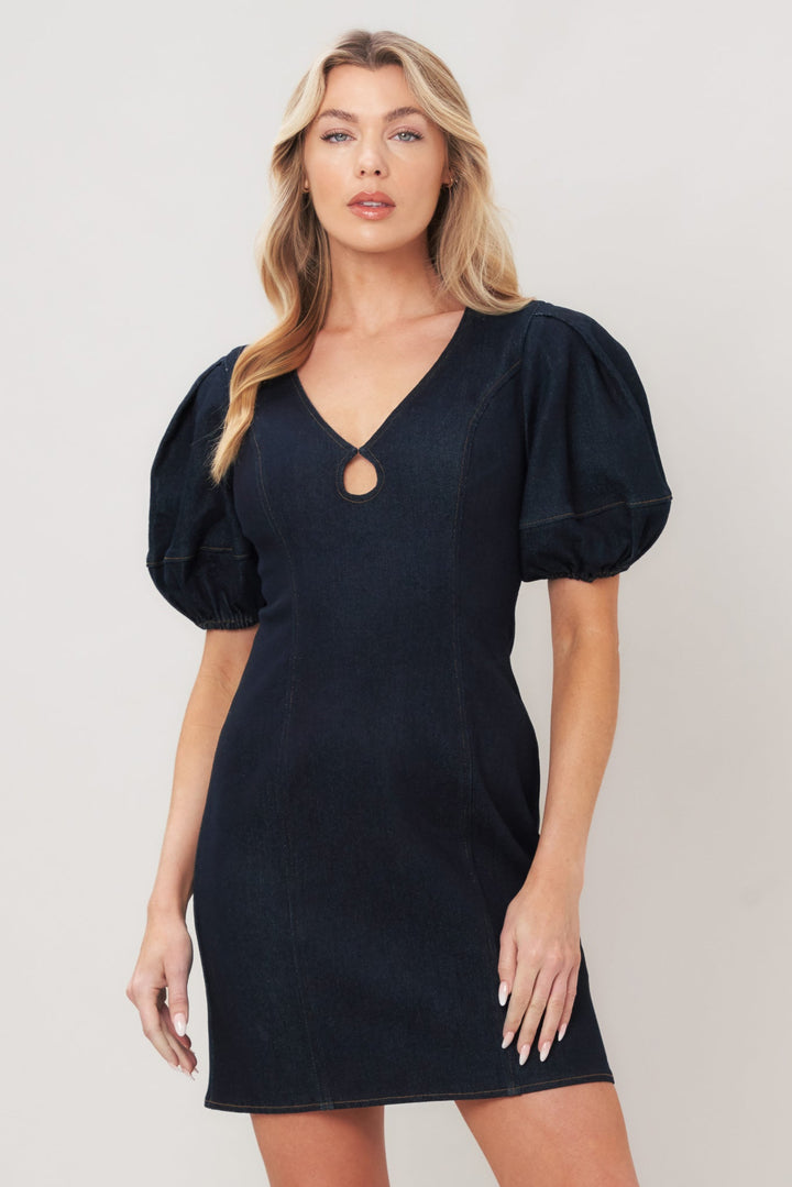MIDNIGHT FEMME WOVEN MINI DRESS