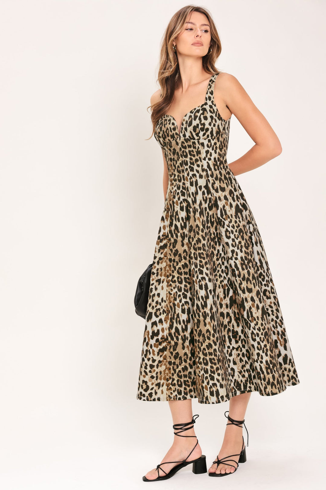 DESERT ROSE LEOPARD WOVEN MIDI DRESS