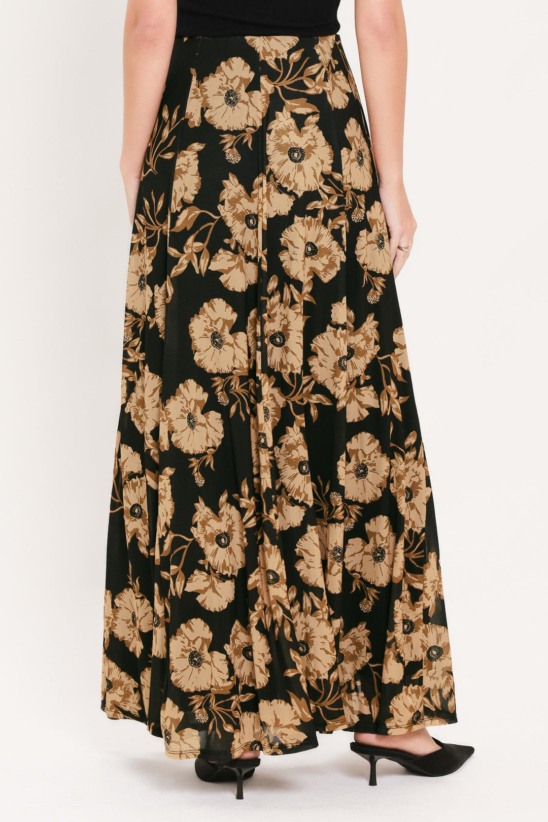 EARTHEN FLOWER FANTASY POWER MESH FULL MAXI SKIRT