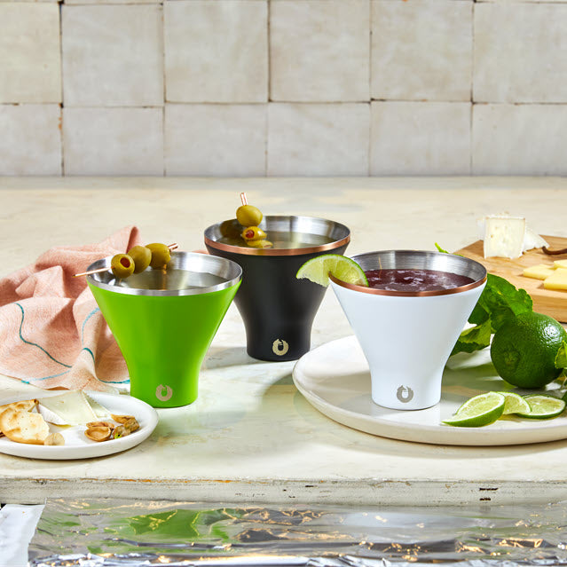 Stainless Steel Martini Glass, Set of 2 - Light Gold by Snowfox