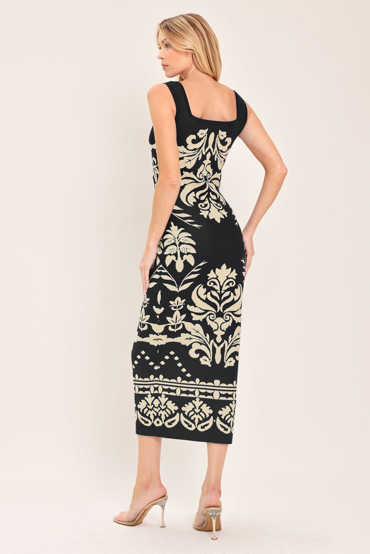 GREEK ISLE GLAM JACQUARD MIDI DRESS
