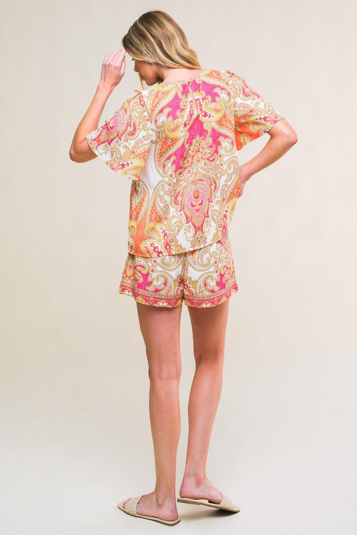 SCARLET SYMPHONY WOVEN TOP AND SHORT SET
