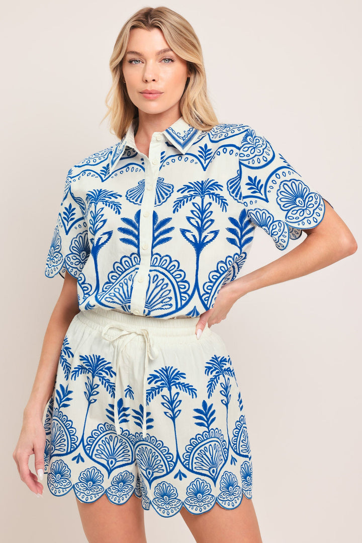 COASTLINE PALM WOVEN TOP