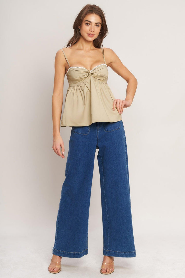 SLEEK TEMPTATION WOVEN TOP