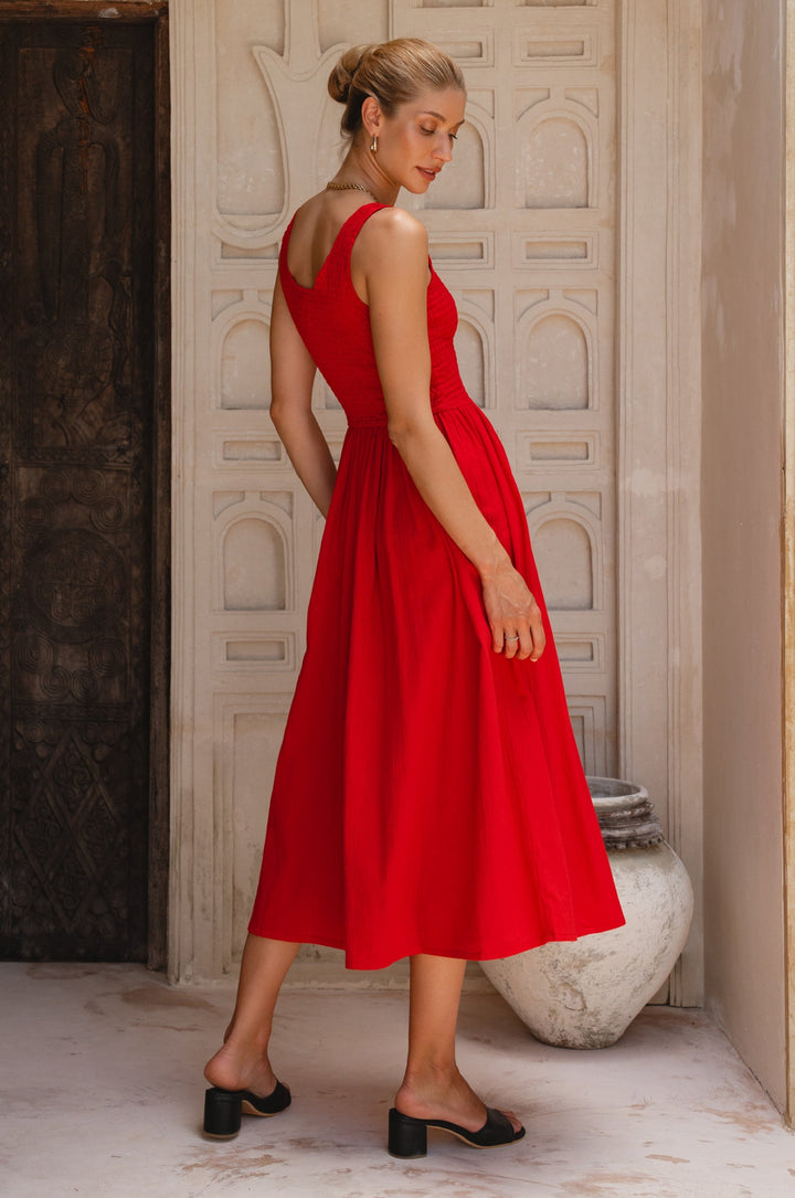 Indira Smocked Midi Dress by Bali Lane