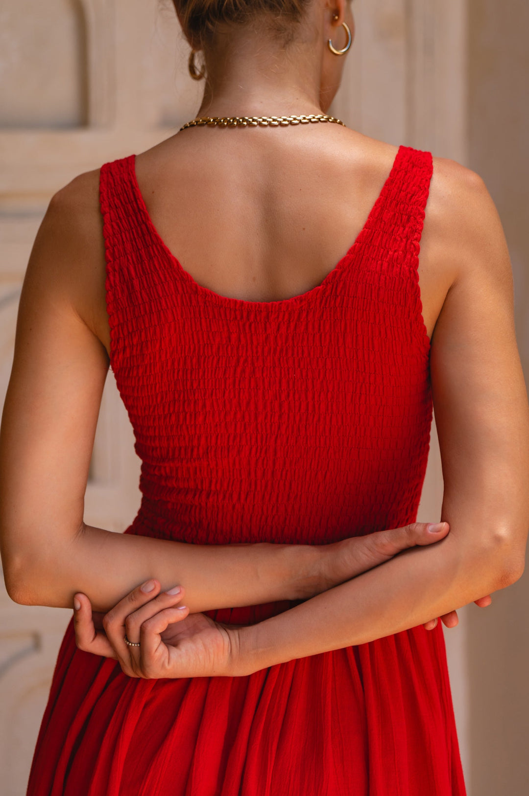 Indira Smocked Midi Dress by Bali Lane