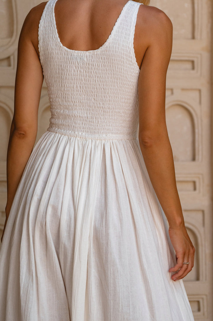 Indira Smocked Midi Dress by Bali Lane