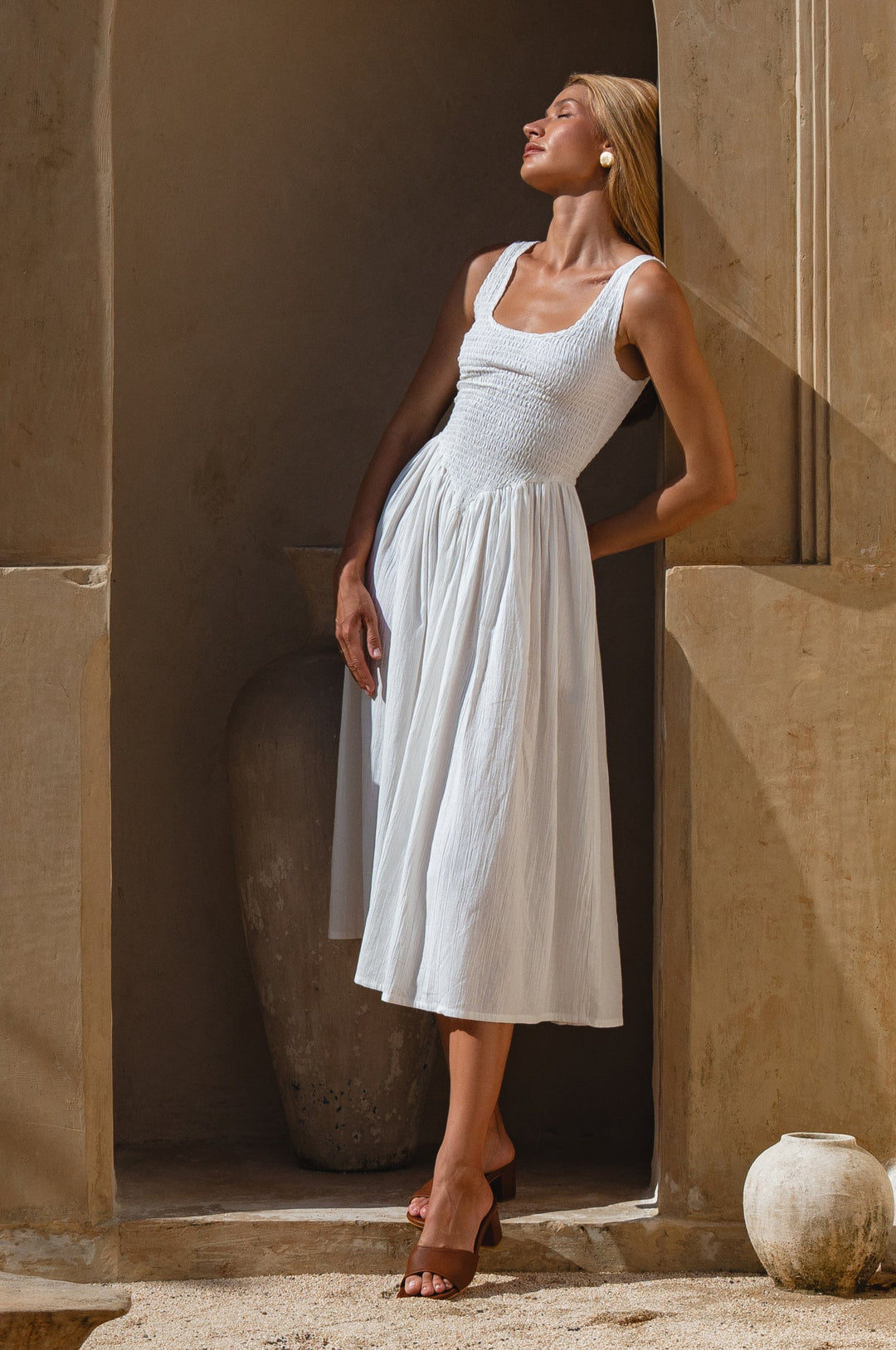 Indira Smocked Midi Dress by Bali Lane