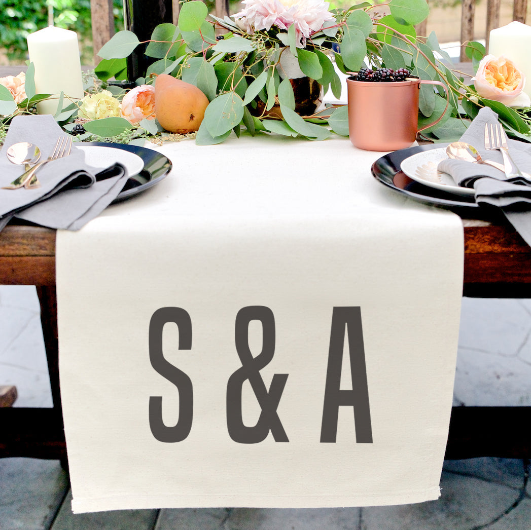 Personalized Couple Monogram Canvas Table Runner by The Cotton & Canvas Co.