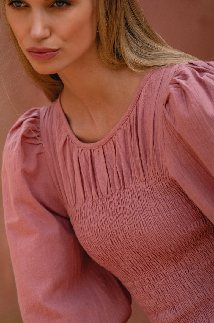 Jaffa Smocked Linen Top by Bali Lane