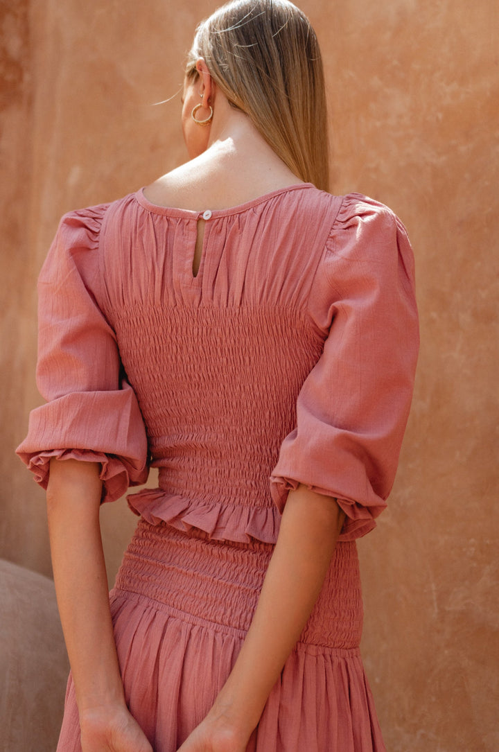 Jaffa Smocked Linen Top by Bali Lane