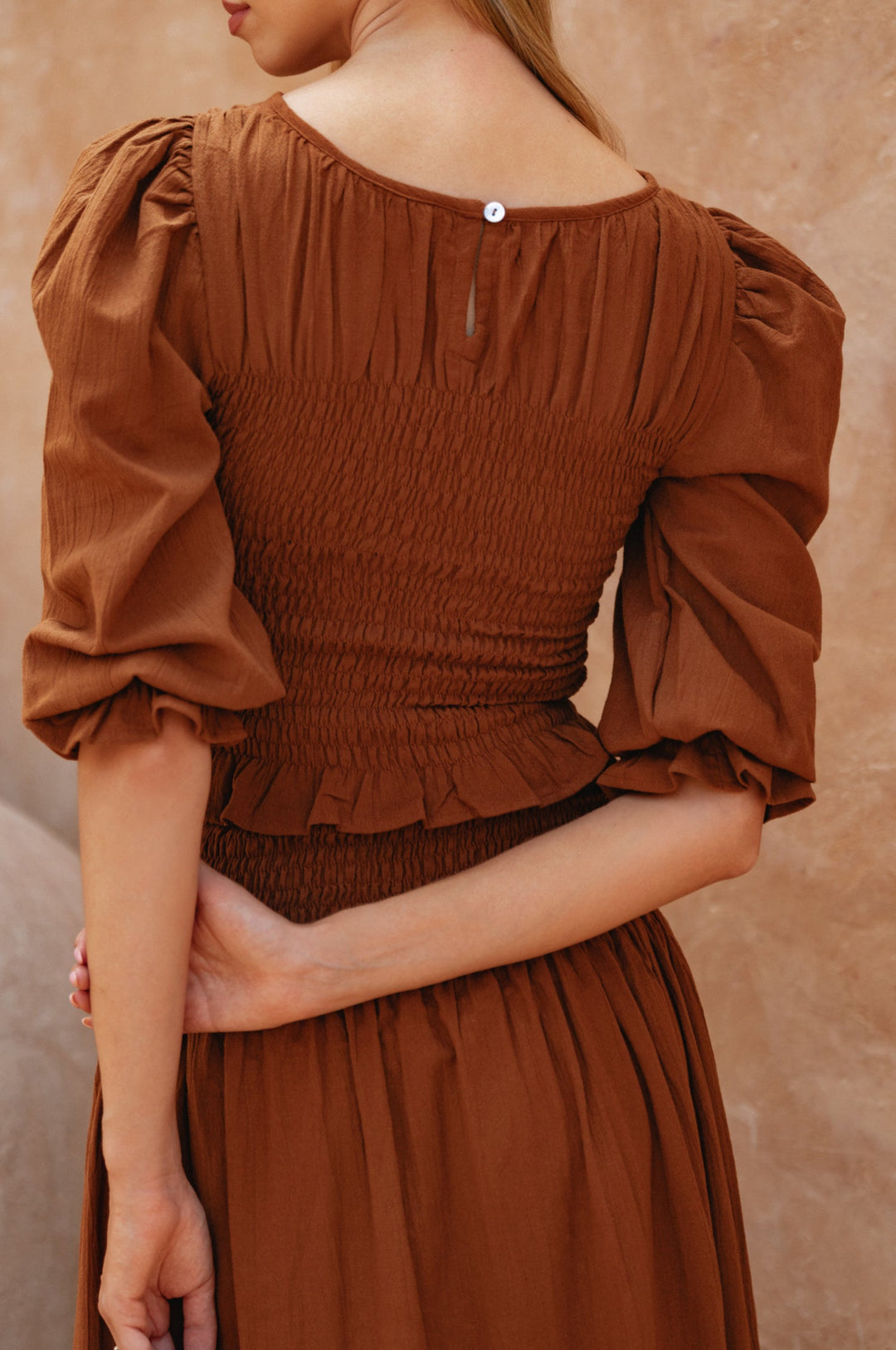 Jaffa Smocked Linen Top by Bali Lane