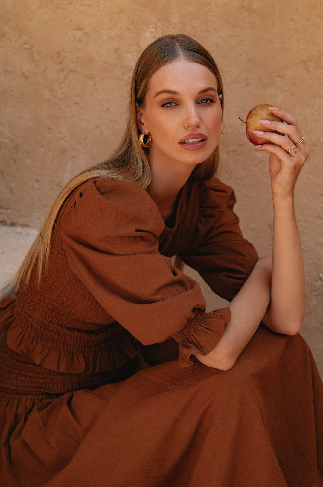 Jaffa Smocked Linen Top by Bali Lane