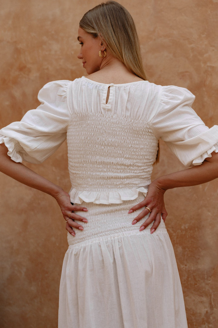 Jaffa Smocked Linen Top by Bali Lane