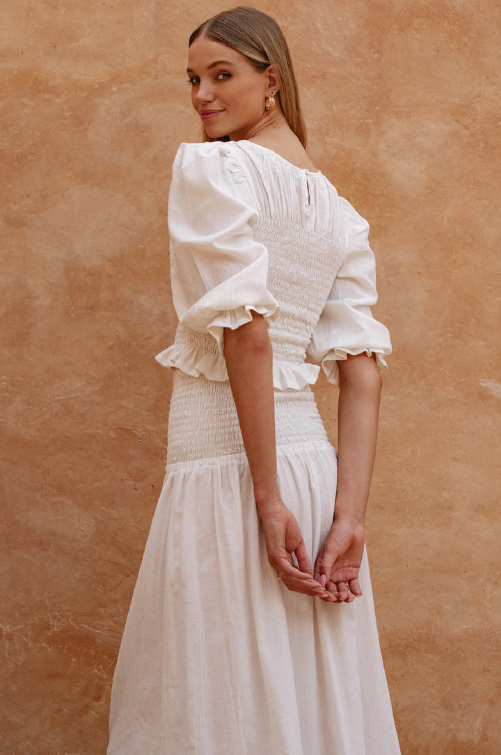 Jaffa Smocked Linen Top by Bali Lane