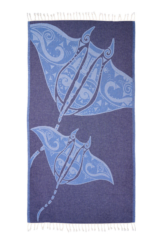 Manta Ray Bleue - Turkish Towel by Sun Drunk
