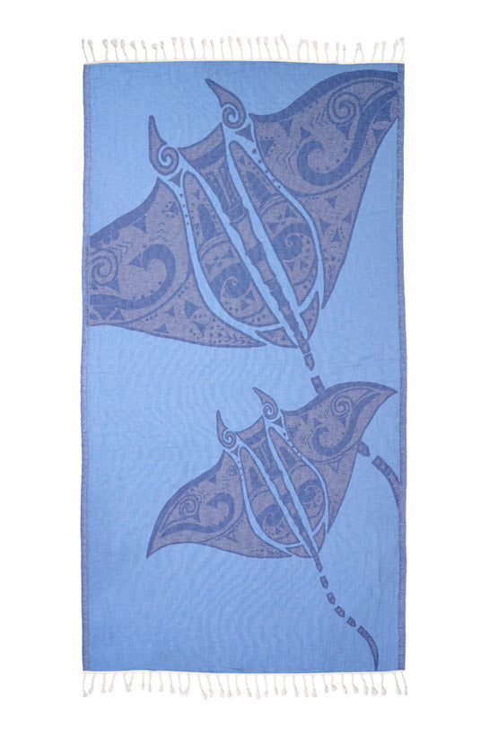 Manta Ray Bleue - Turkish Towel by Sun Drunk