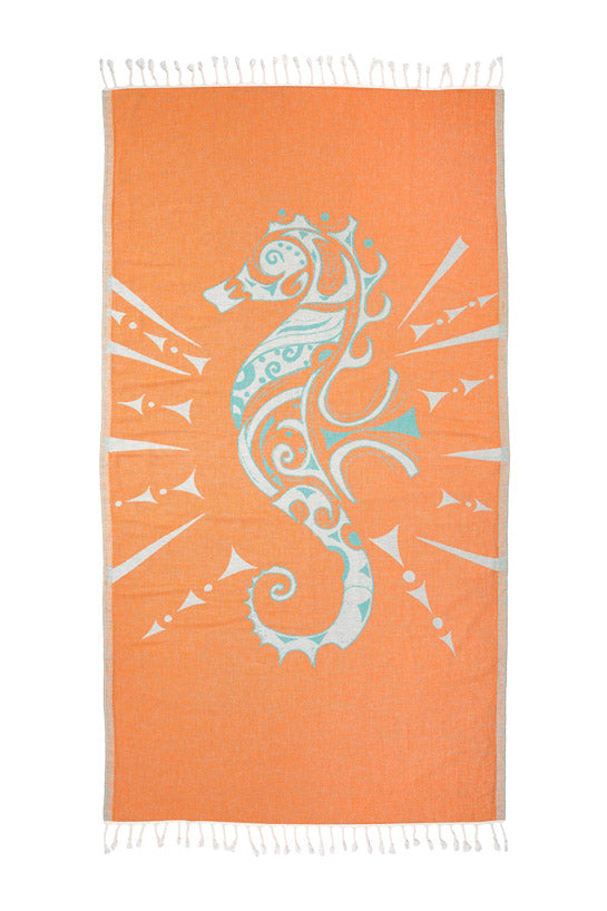 Seahorse Vert Pale - Turkish Towel by Sun Drunk