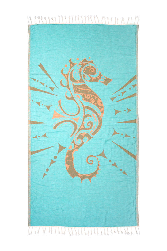 Seahorse Vert Pale - Turkish Towel by Sun Drunk