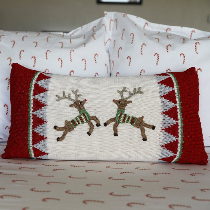 Reindeer Duo Lumbar Pillow by Melange Collection