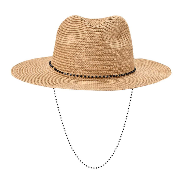 Beaded Chin Tie Straw Sun Hat by Madeline Love
