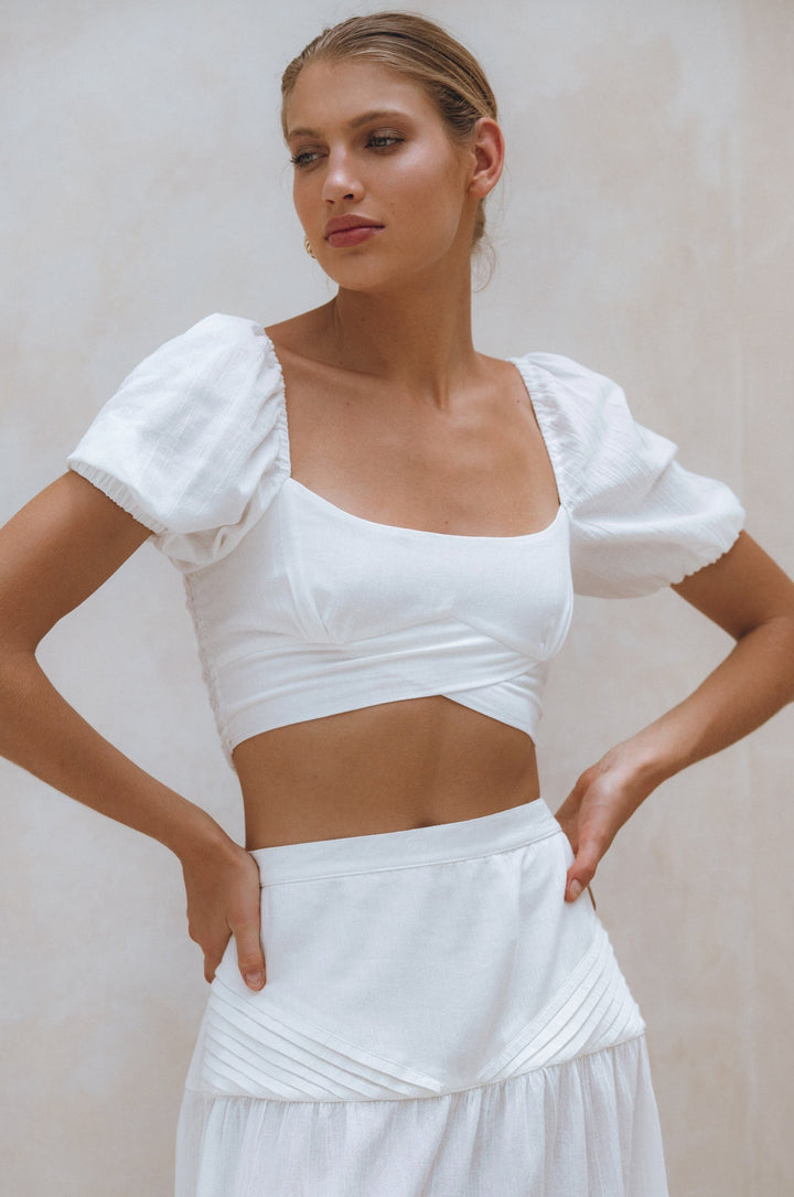 Kiana Linen Crop Top by Bali Lane