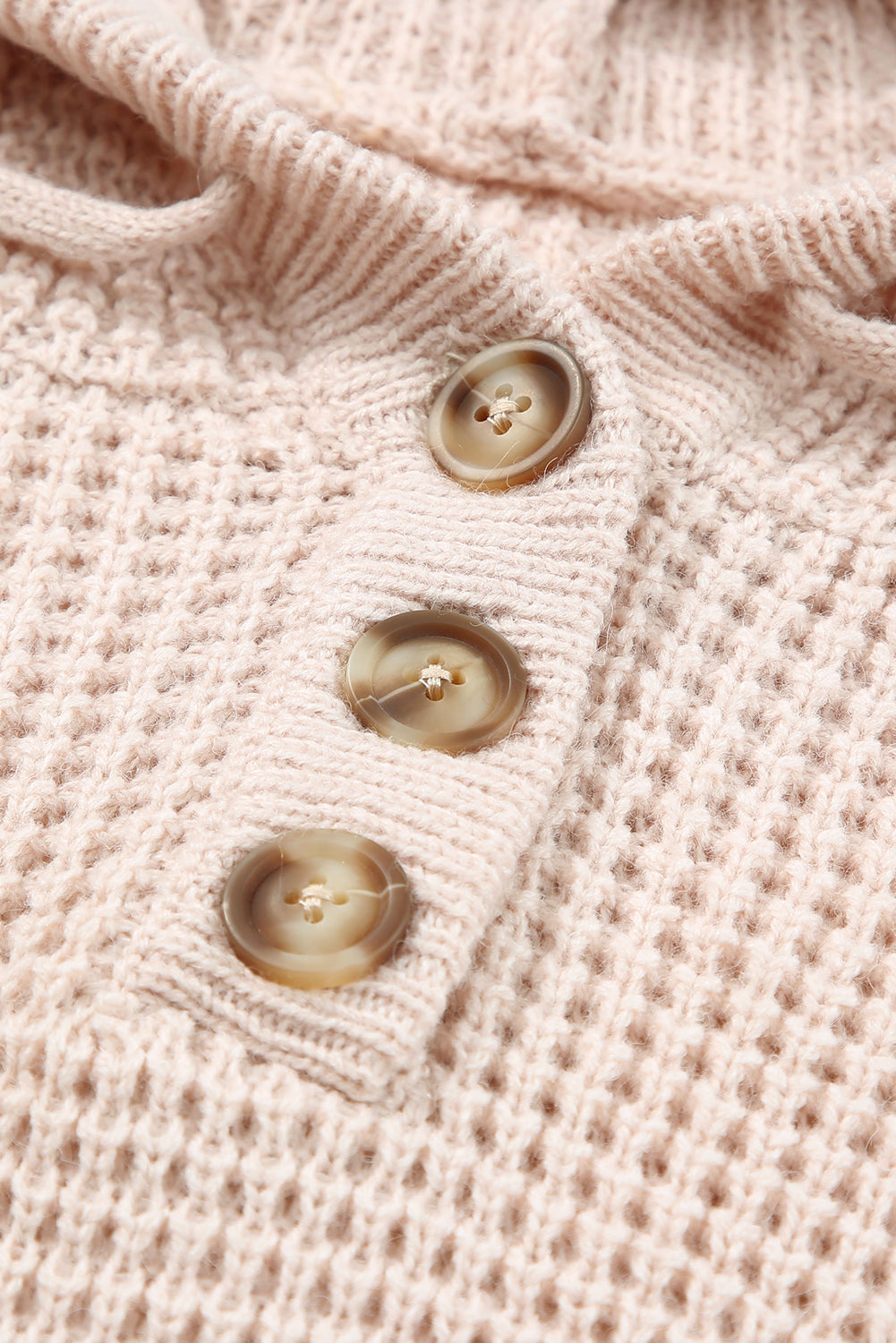 Waffle Knit Buttons Hooded Sweater by Poppy Lee Lane