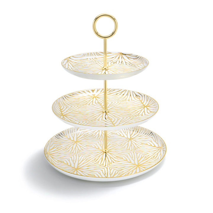 Talianna Lily Pad 3 Tiered Stand, White & Gold by ANNA New York