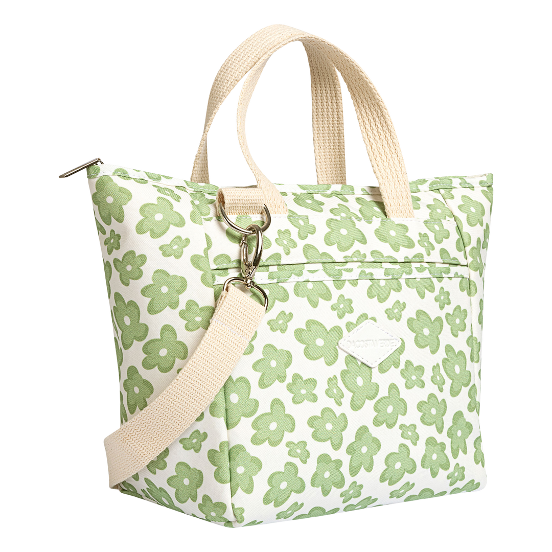 Lunch Tote Sage Retro Floral by DaCosta Verde