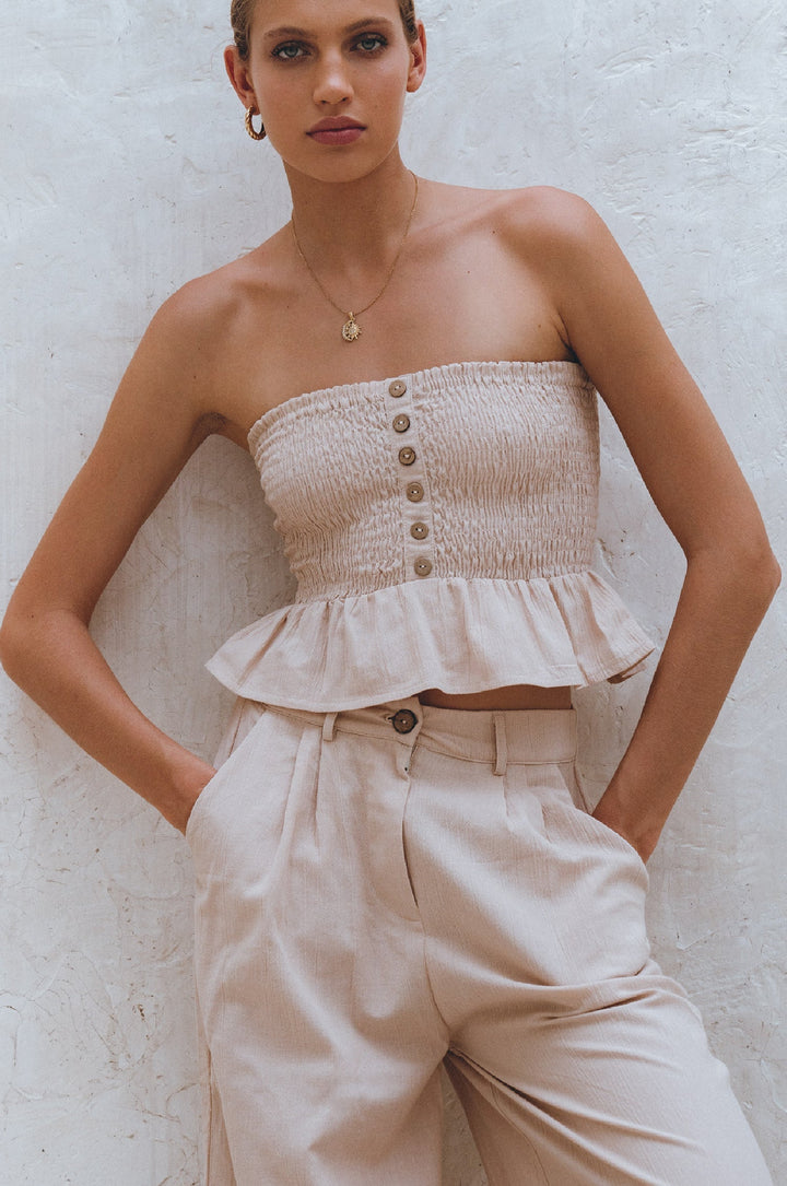 Laura Smocked Linen Top by Bali Lane