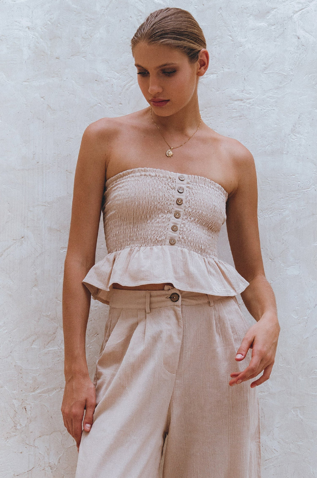 Laura Smocked Linen Top by Bali Lane