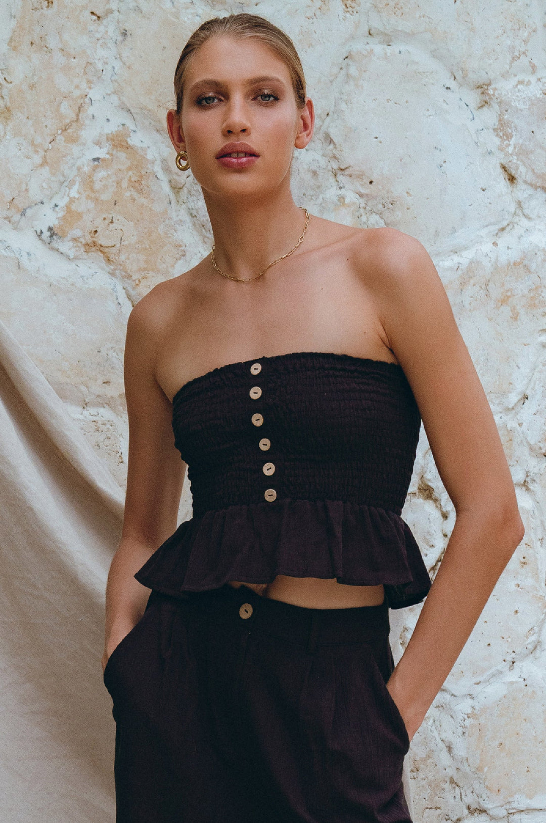 Laura Smocked Linen Top by Bali Lane