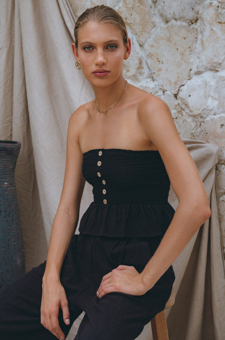 Laura Smocked Linen Top by Bali Lane