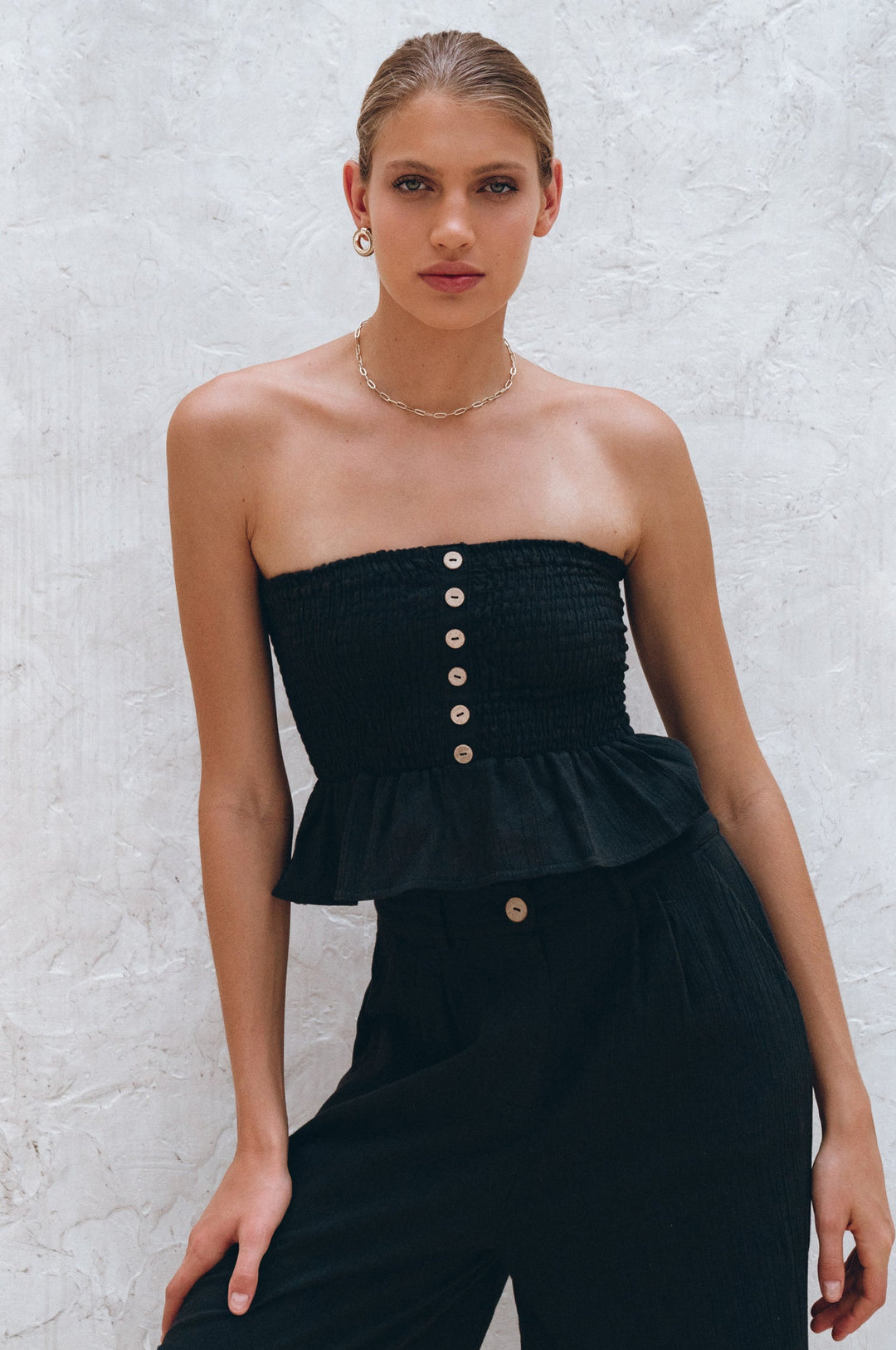 Laura Smocked Linen Top by Bali Lane