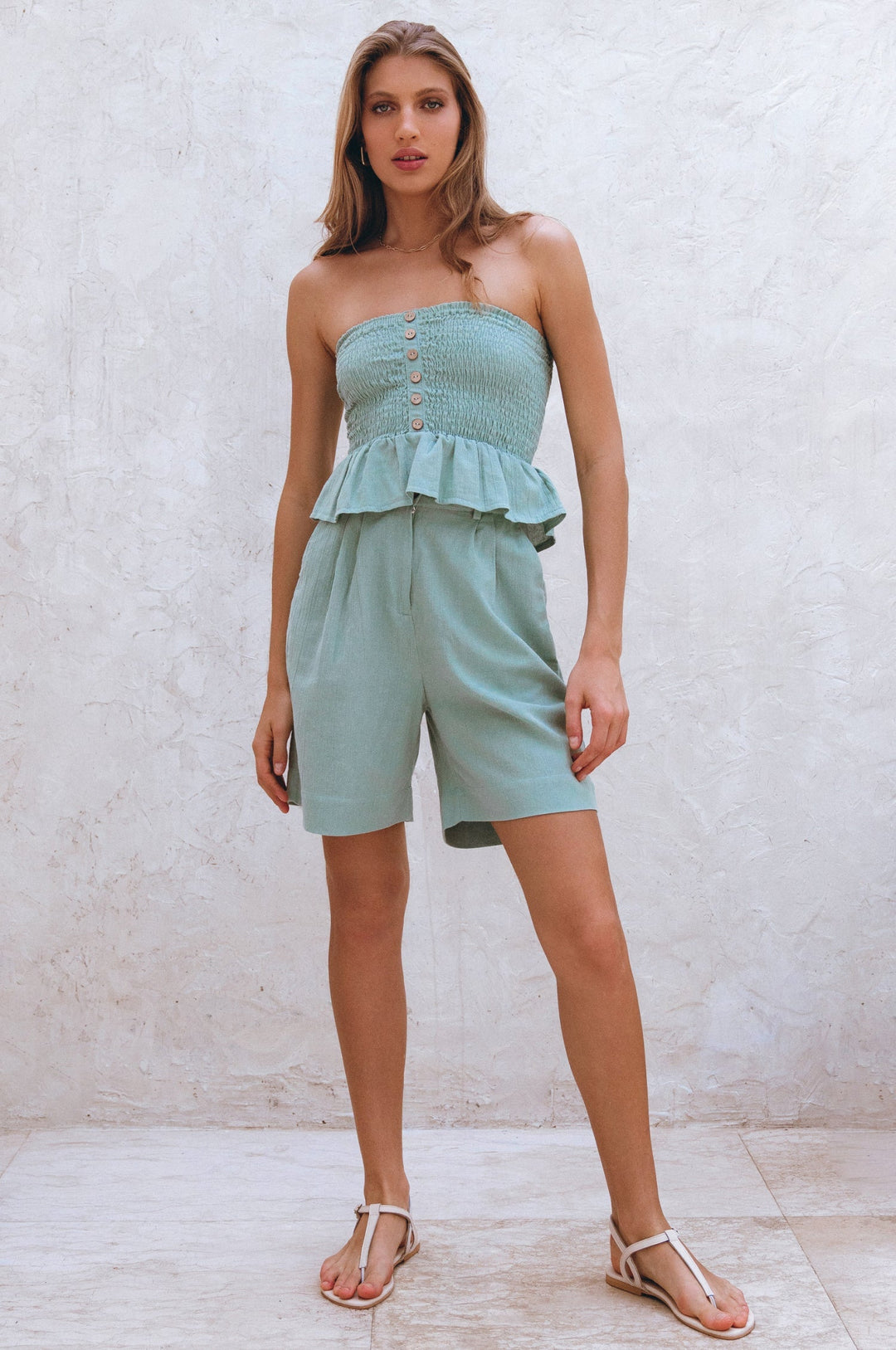 Laura Smocked Linen Top by Bali Lane