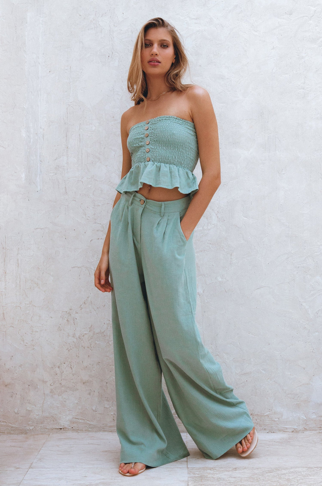 Laura Smocked Linen Top by Bali Lane