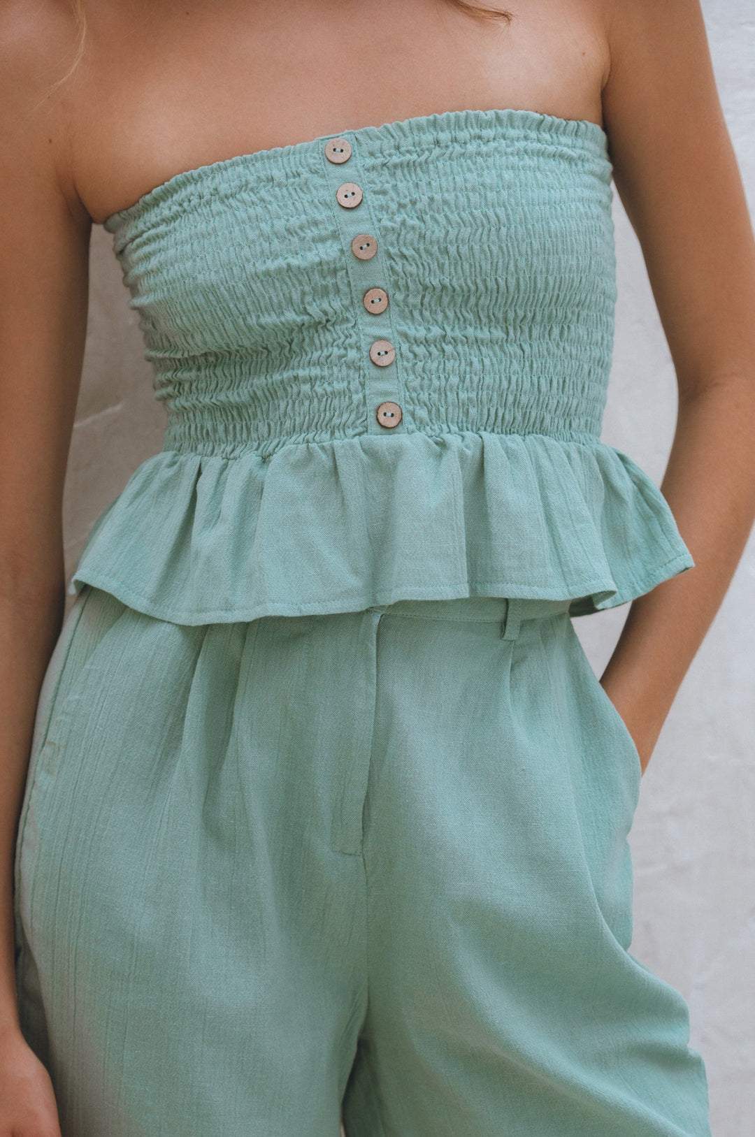 Laura Smocked Linen Top by Bali Lane